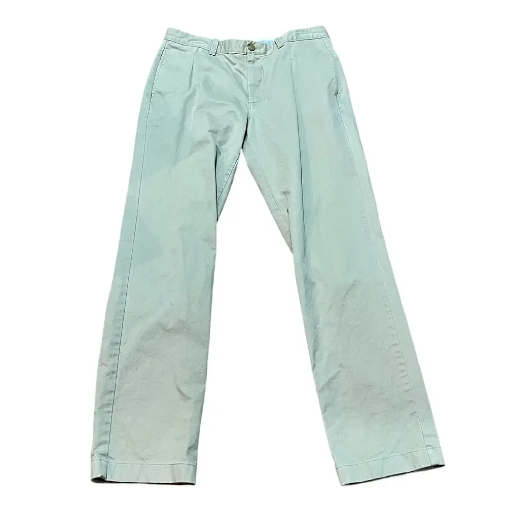 Khaki Pants Chinos Flat Front Men's W33 L33 100% Cotton J. Crew Essential